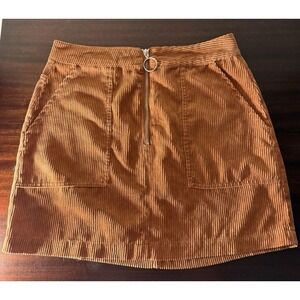 Tgla Corduroy Burnt Orange Corduroy‎ Mini Skirt Size L